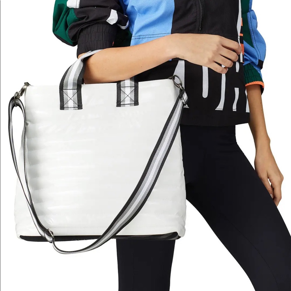 THINK ROYLN WHITE PATENT EDITOR BAG